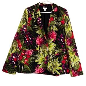 Chico’s Women’s Vibrant Multi Floral Print Business Office Casual Blazer Sz-S